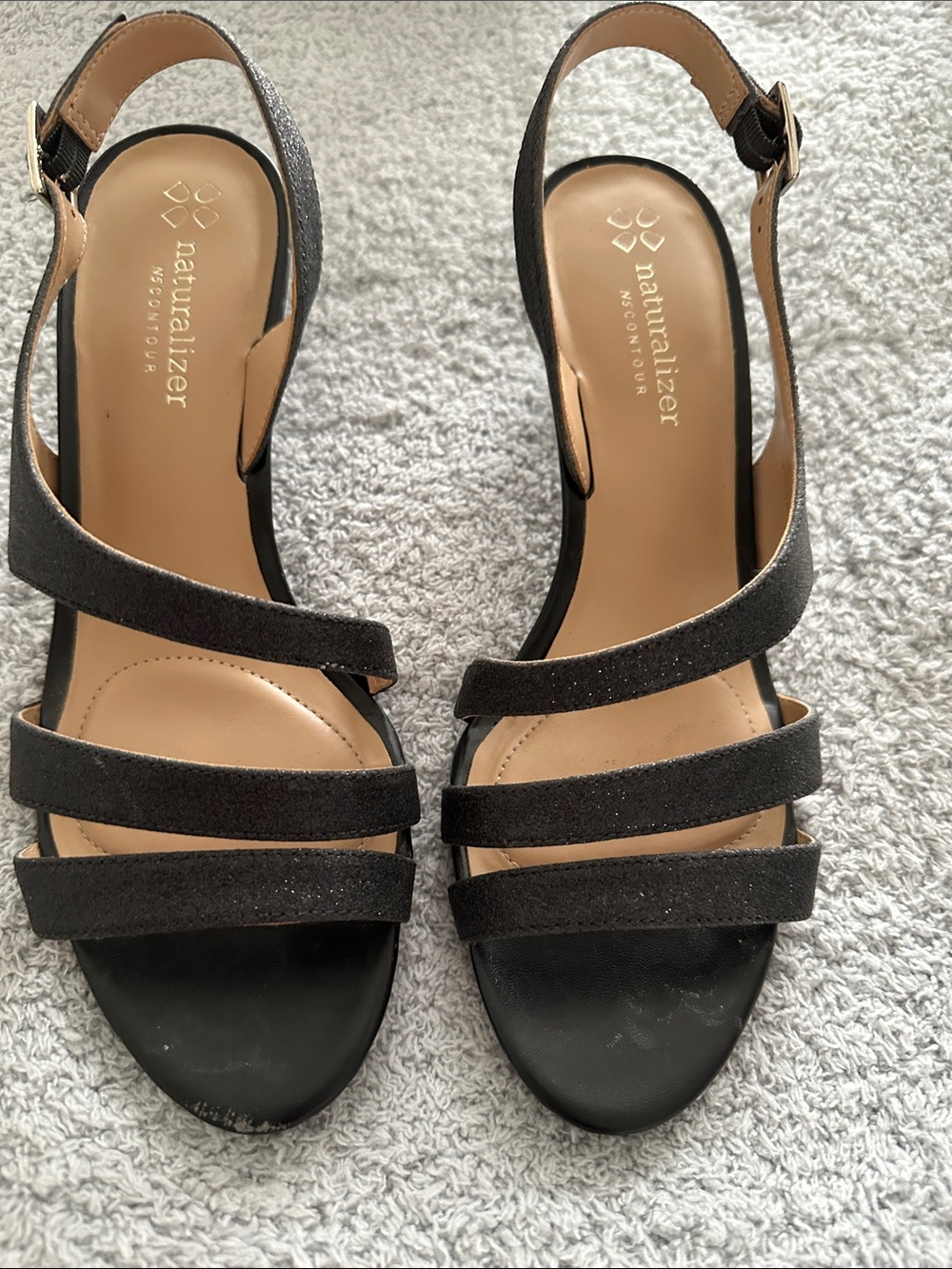 Naturalizer Black Strappy Slingback Heels
